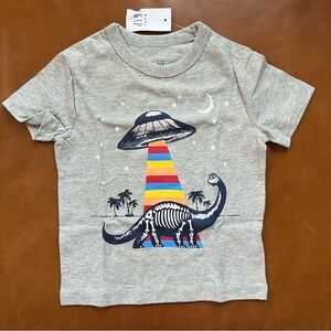 GAP Baby Gray Dinosaur UFO Cotton Tee, 18-24mo - NEW